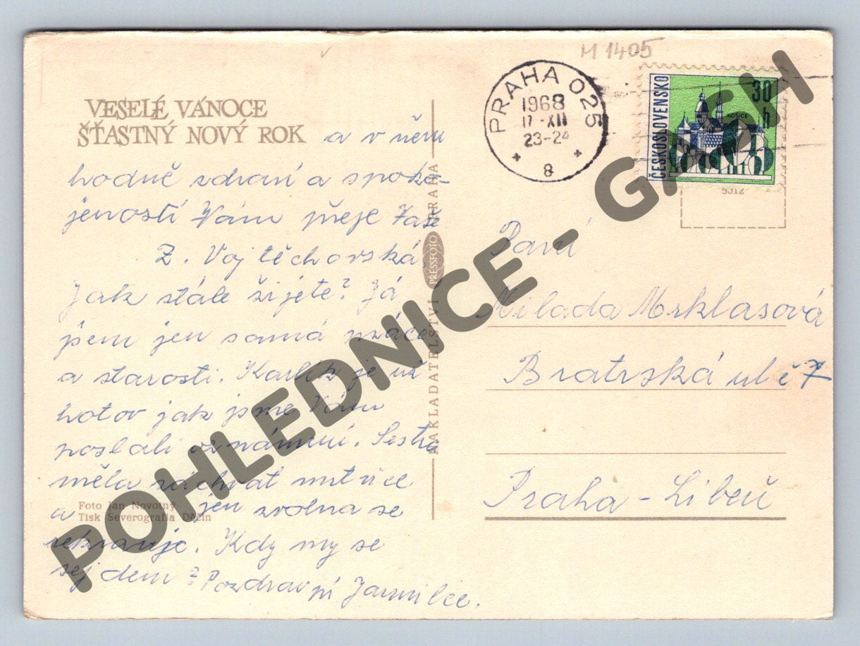 Pohlednice Vánoční tři králové 1968 Československo (M1405)