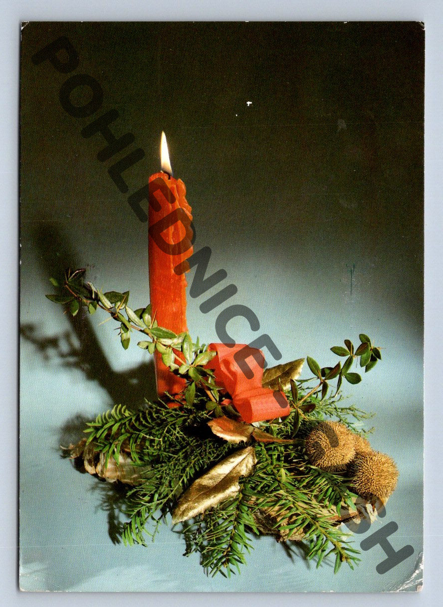 Pohlednice Vánoční 1989 Československo svíčka (M1406)