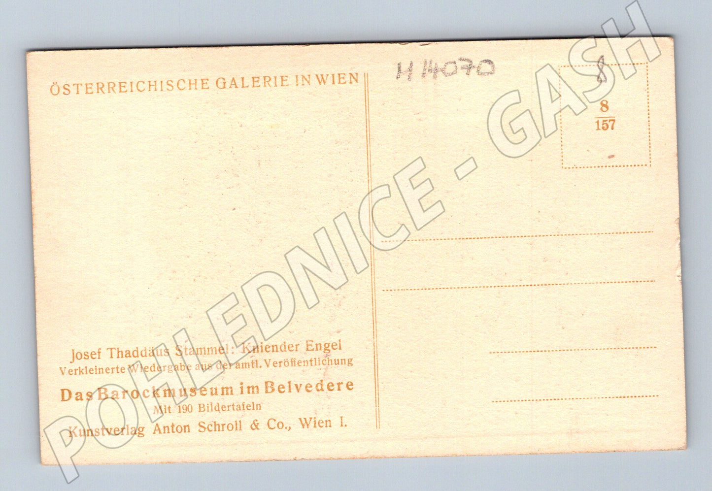 Pohlednice barokní socha Knící anděl (M14070)