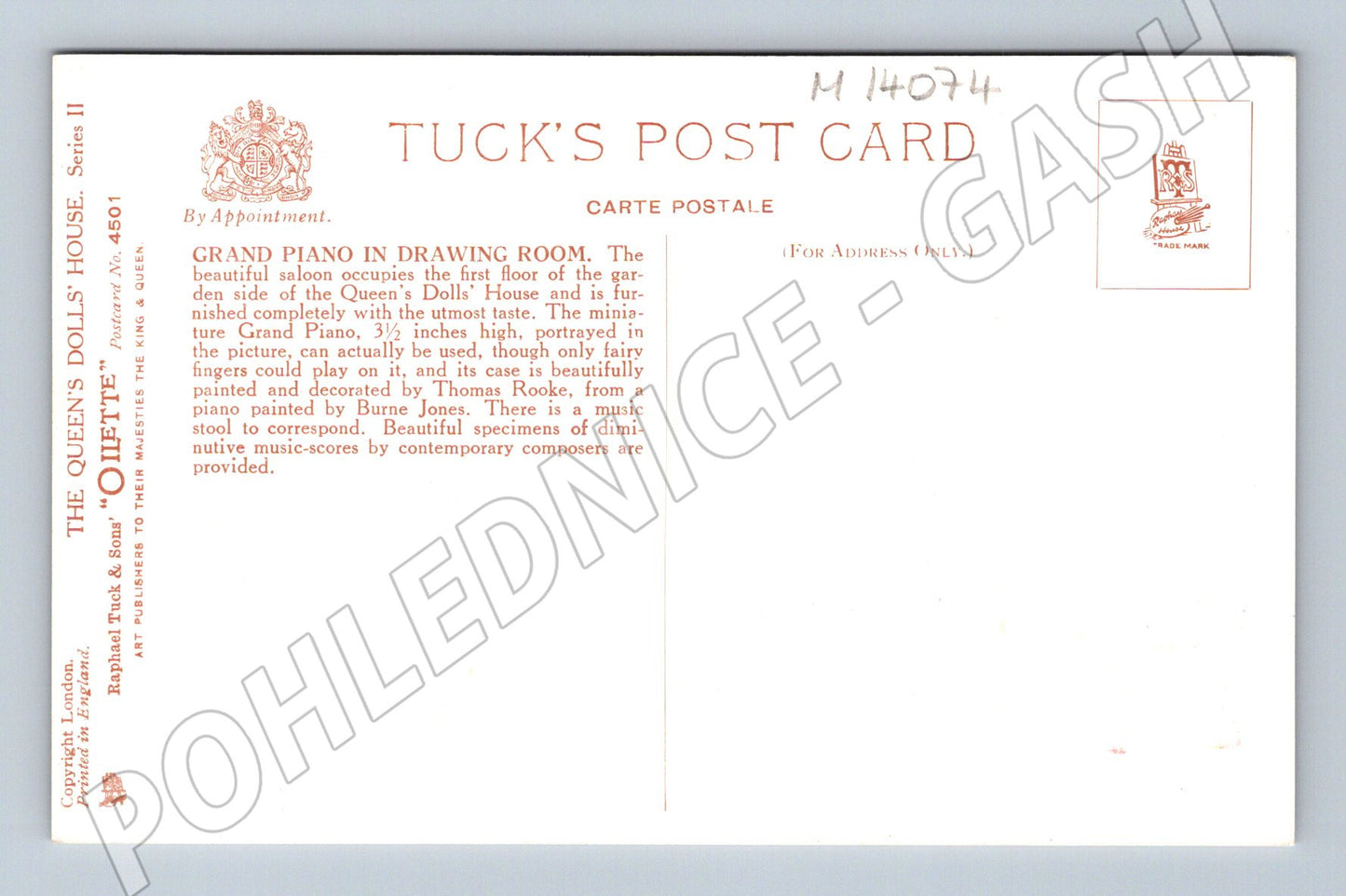 Pohlednice Miniaturní klavír Tuck's Oilette (M14074)