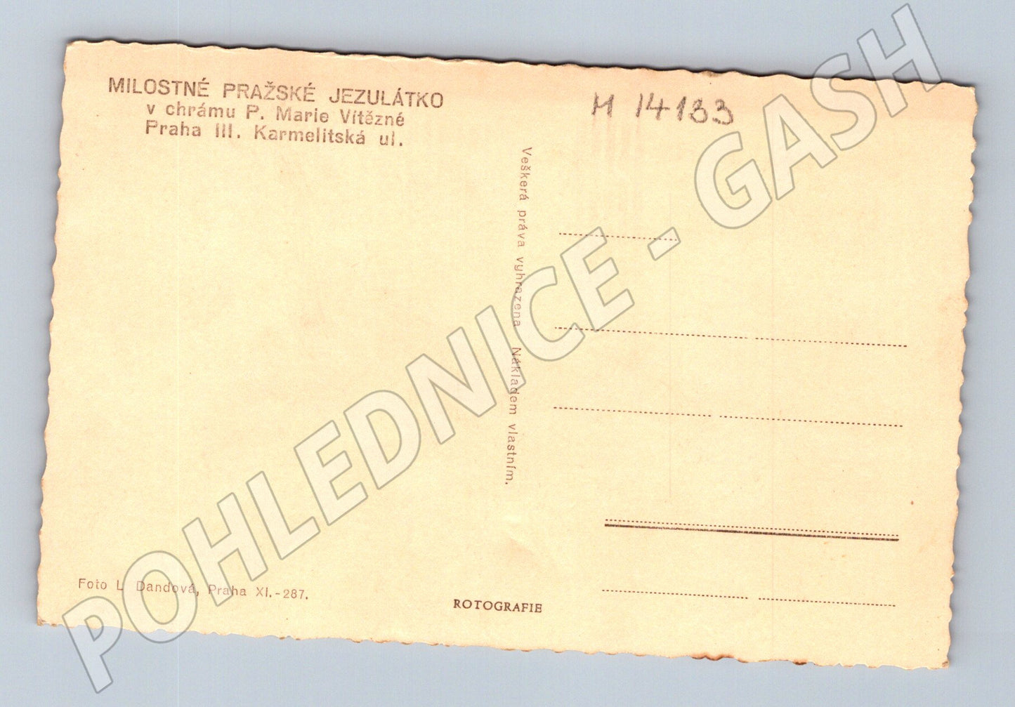 Pohlednice Milostné Pražské Jezulátko (kód M14133)