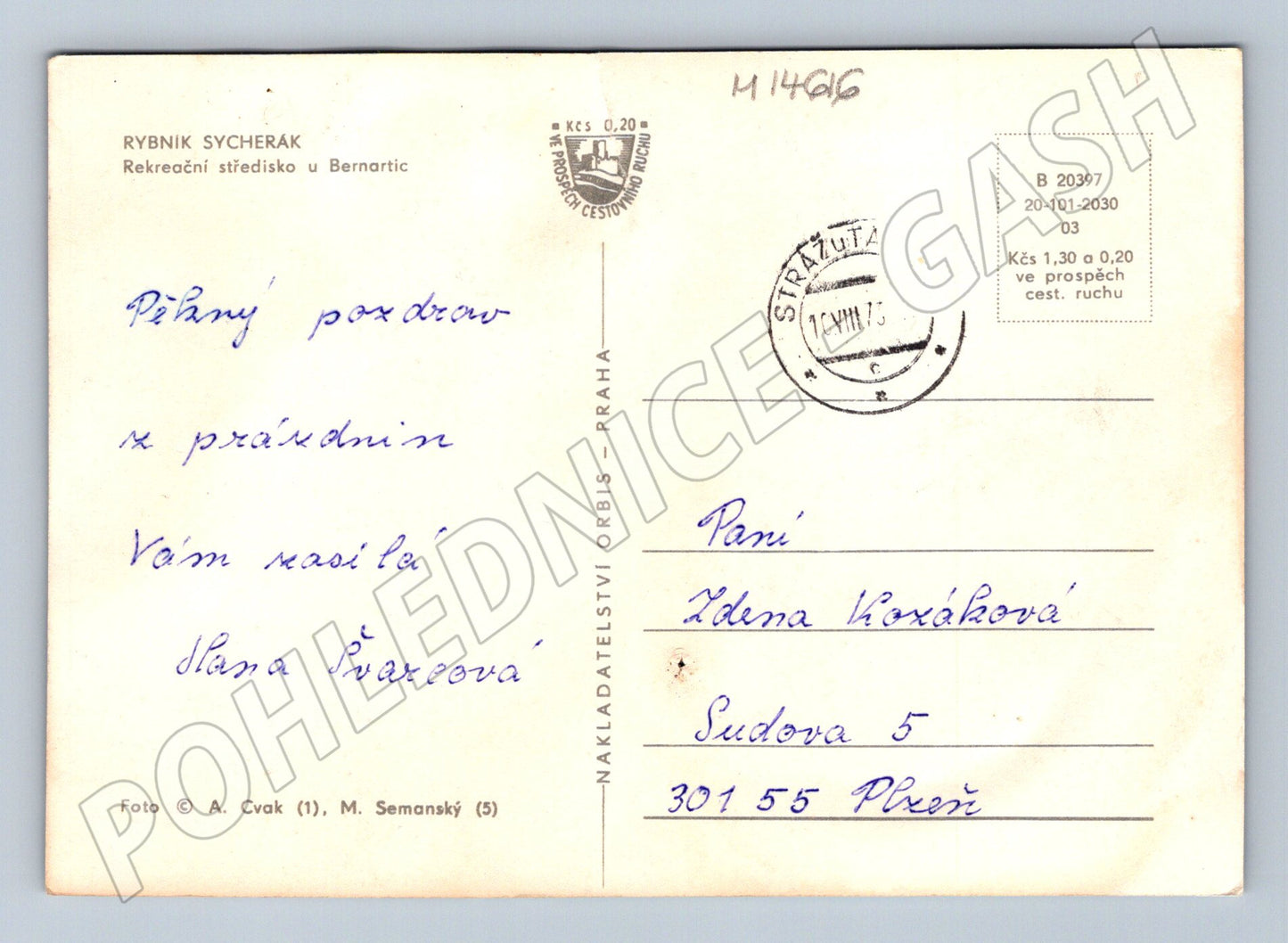 Pohlednice Sycherák rekreační středisko u rybníka (M14616)