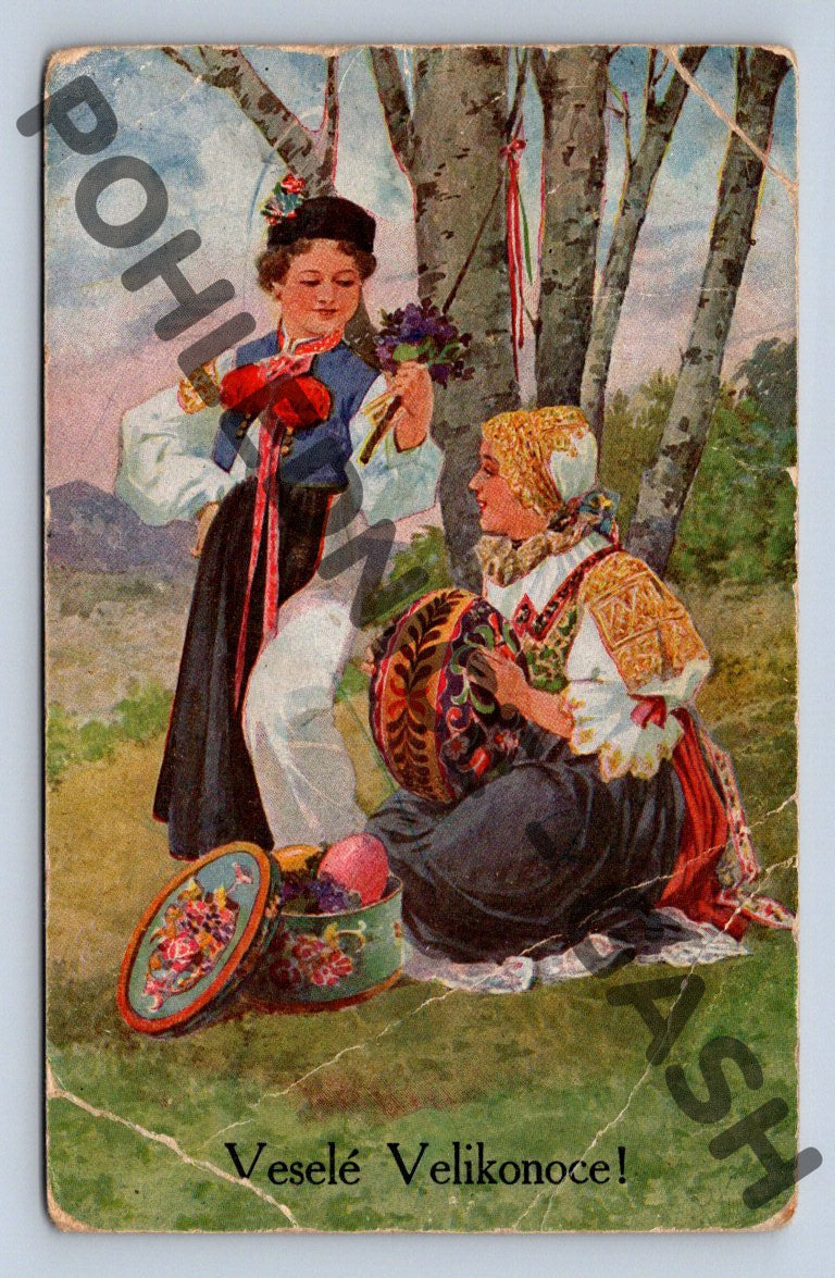 Pohlednice Velikonoční folklór kroje etnografie (M1467)