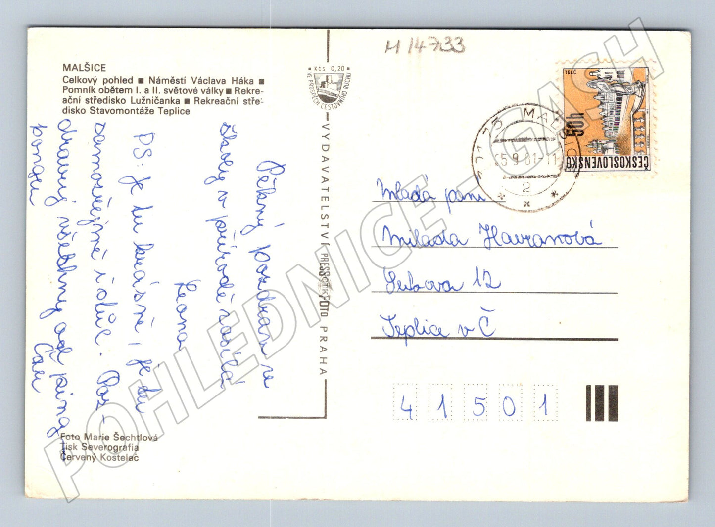 Pohlednice Malšice více záběrů (M14733)