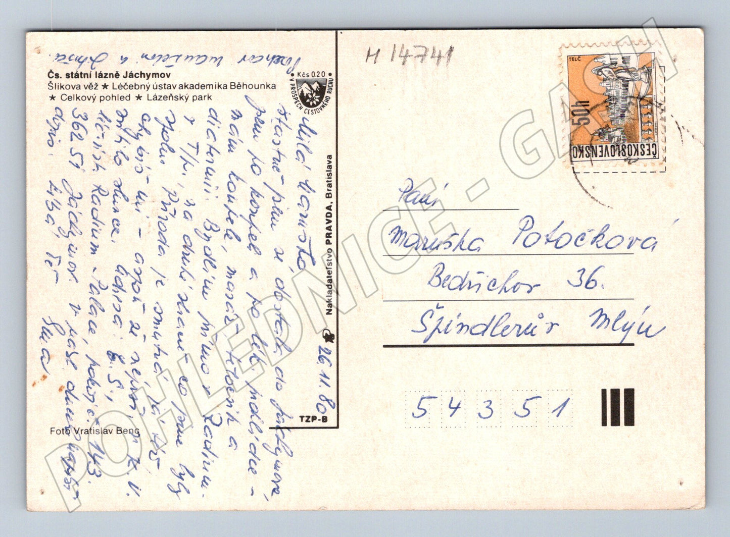 Pohlednice Jáchymov lázně Šlikova věž (M14741)