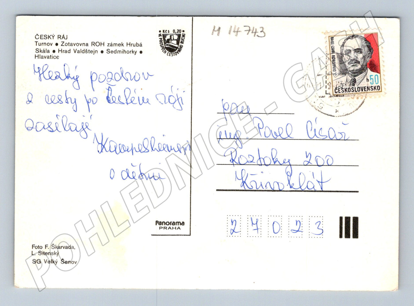 Pohlednice Český ráj Hrubá Skála, Valdštejn (M14743)