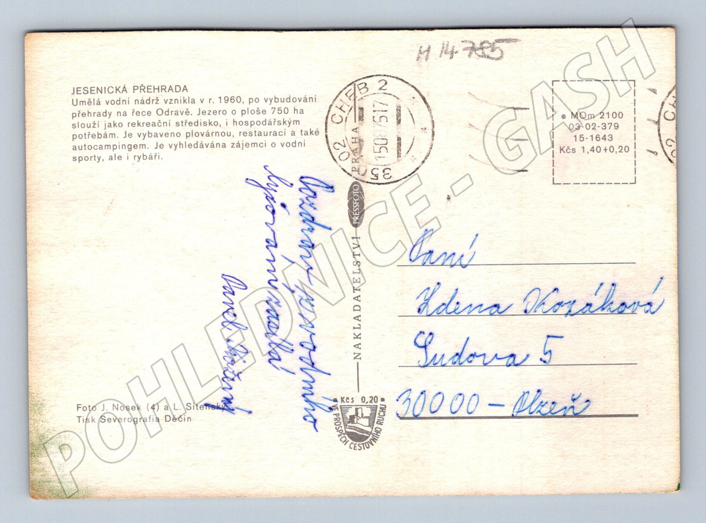 Pohlednice Jesenická přehrada 60. léta (M14785)