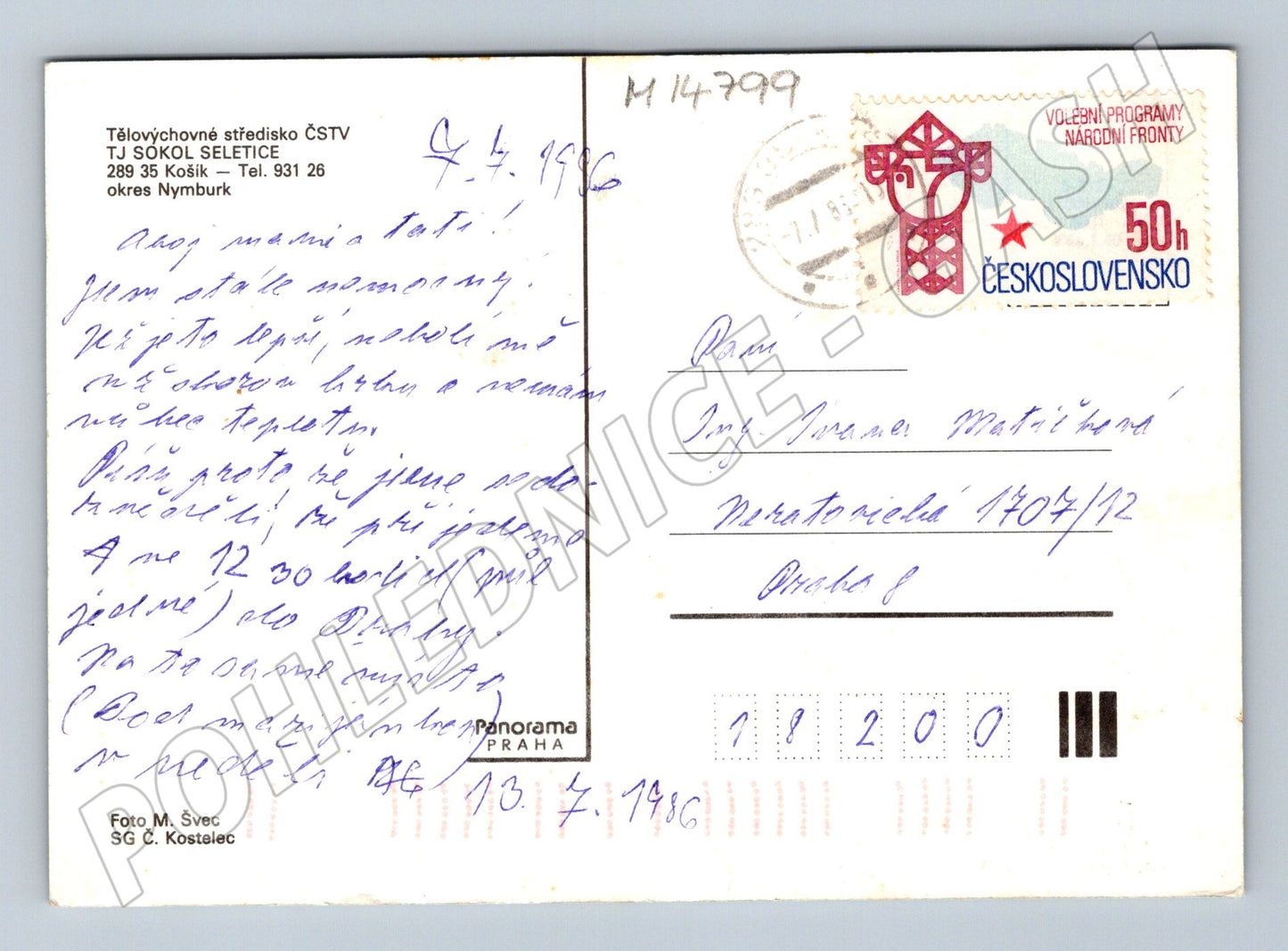 Pohlednice Seletice koupaliště TJ Sokol (M14799)