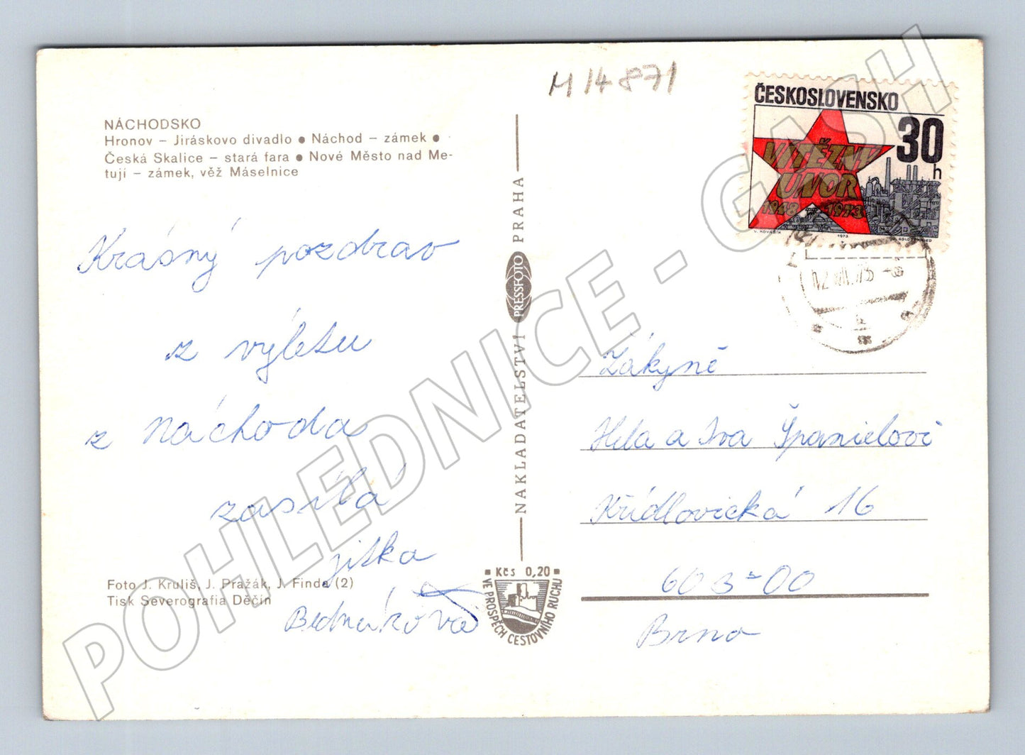 Pohlednice Náchodsko – zámek, Hronov (M14871)