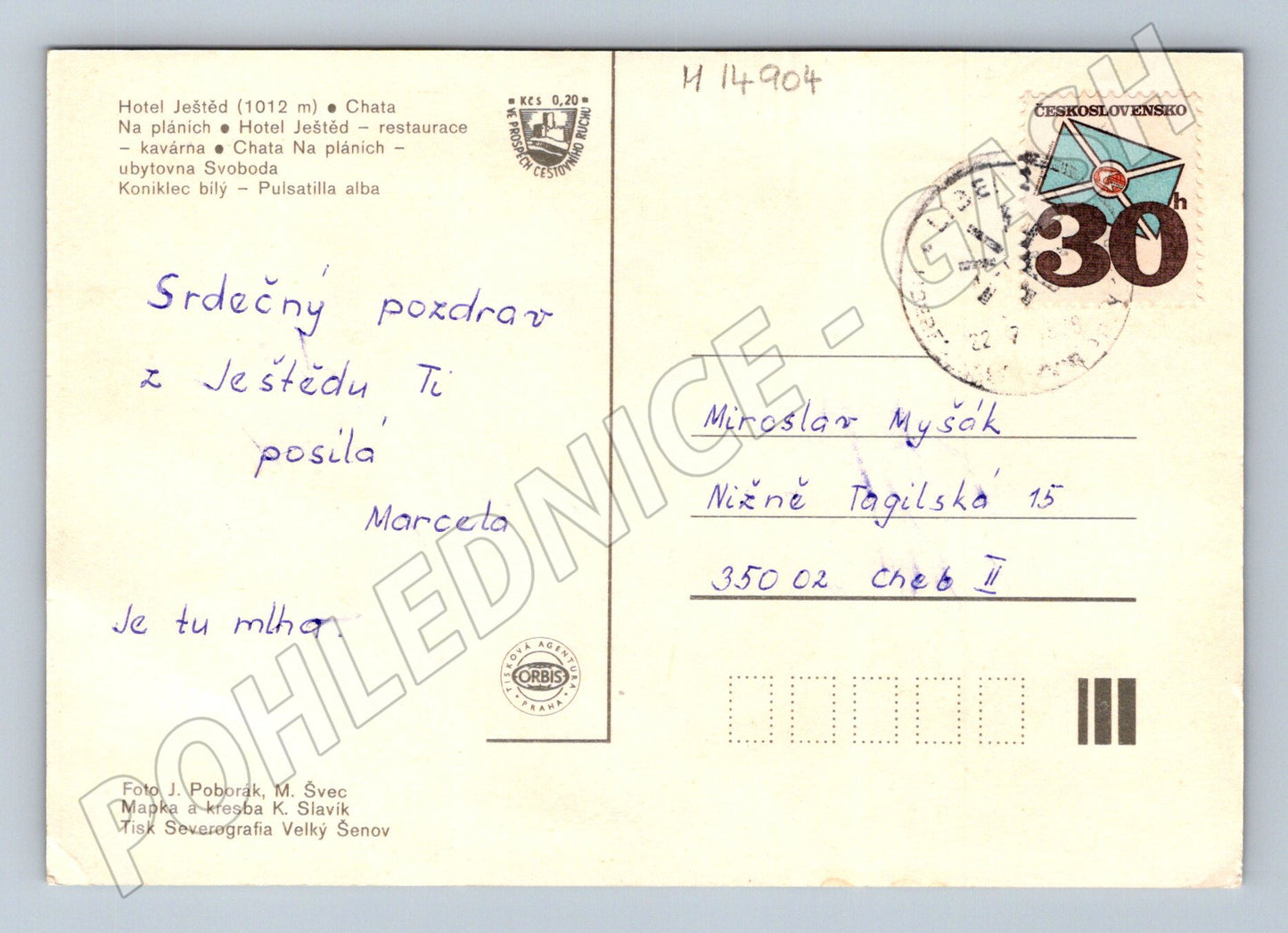 Pohlednice Ještěd 1012 m - Liberec (M14904)