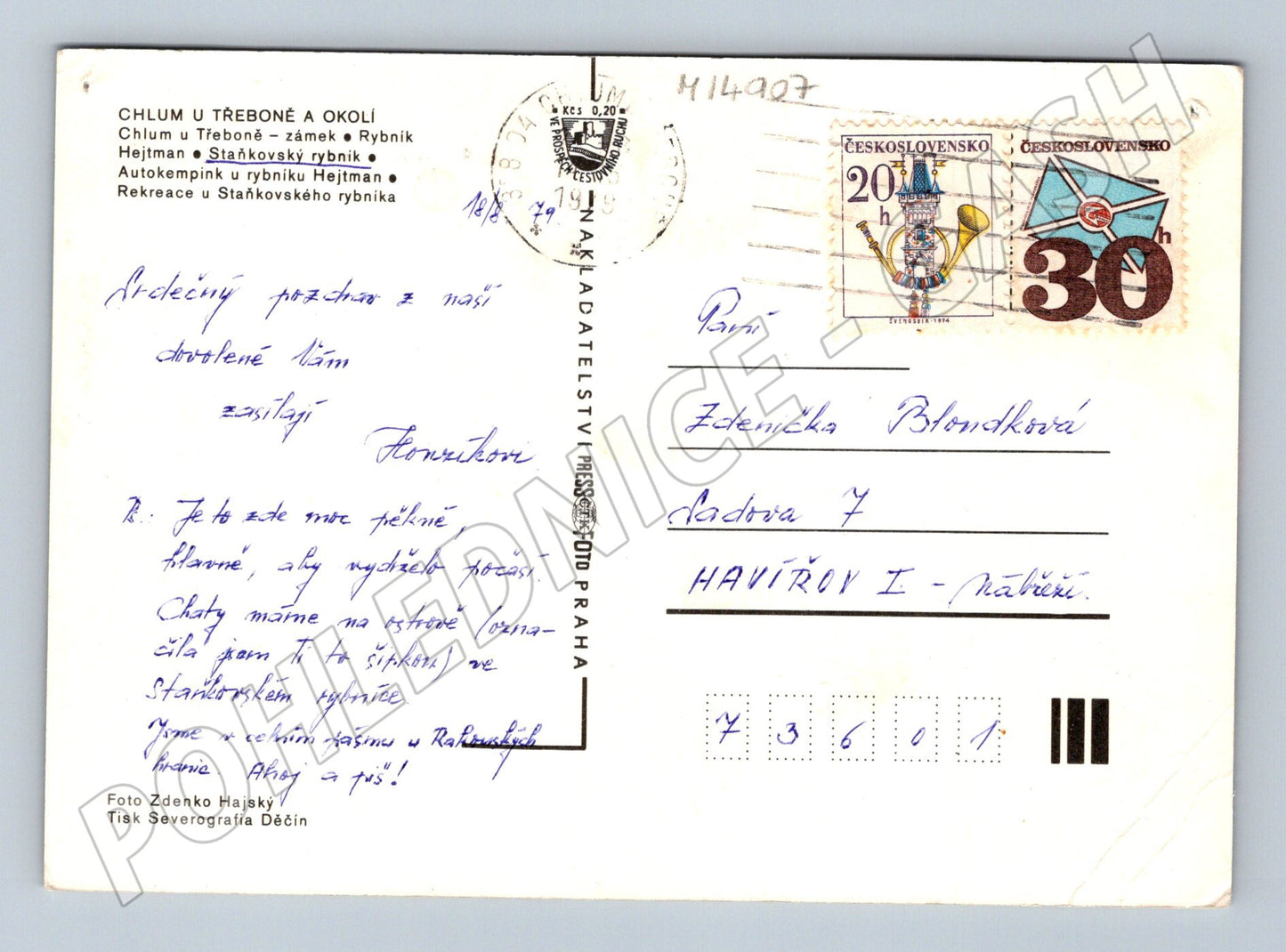 Pohlednice Chlum u Třeboně Zámek, rybník, kemp (M14907)