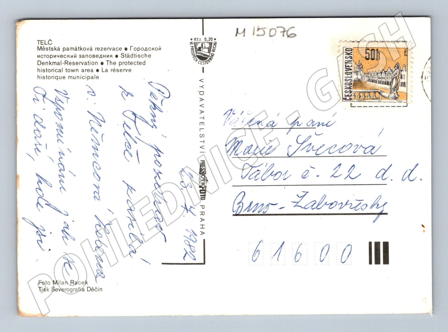 Pohlednice Telč – městská památková rezervace 1982 (M15076)