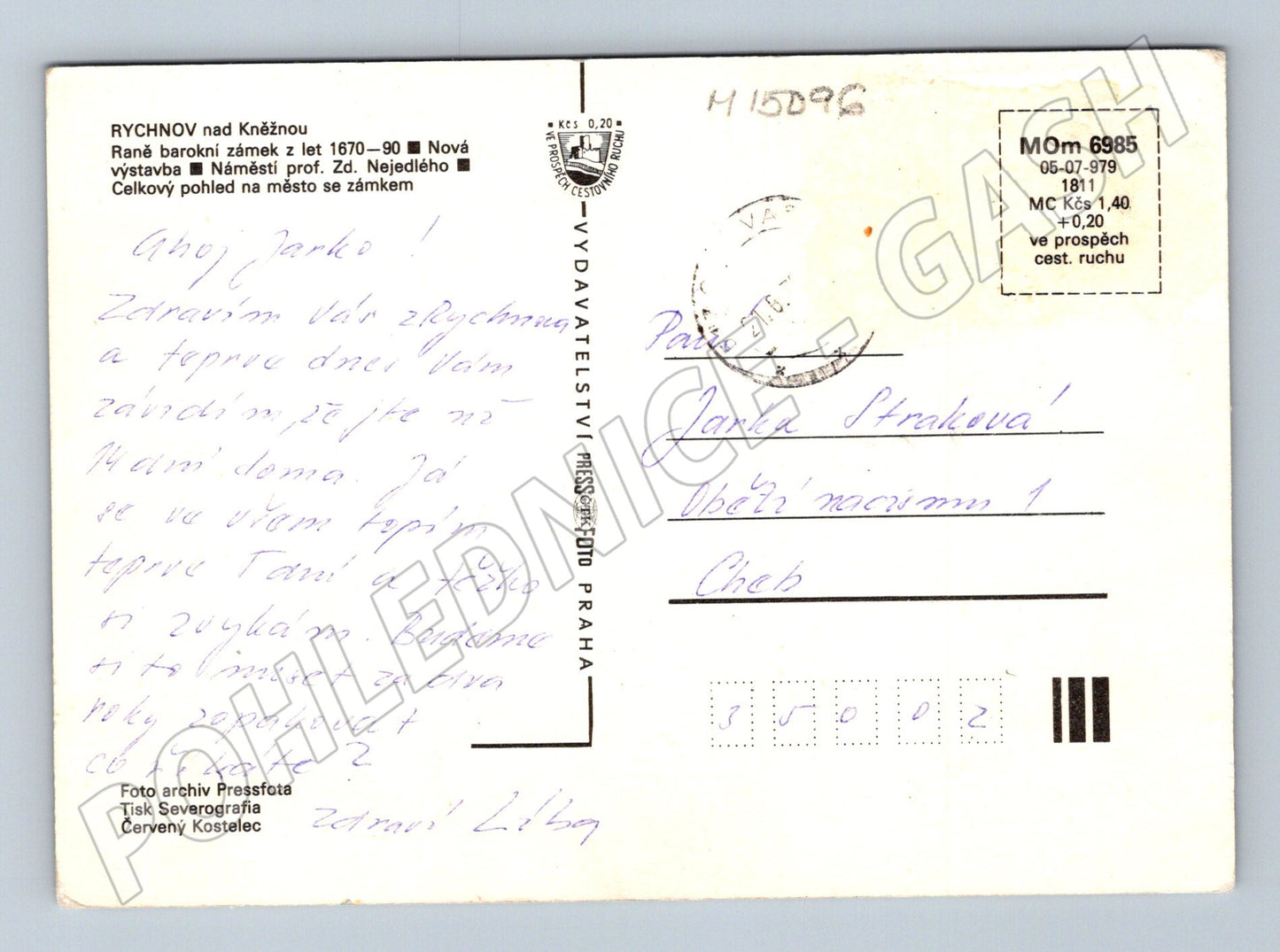 Pohlednice Rychnov nad Kněžnou – zámek a náměstí (M15096)