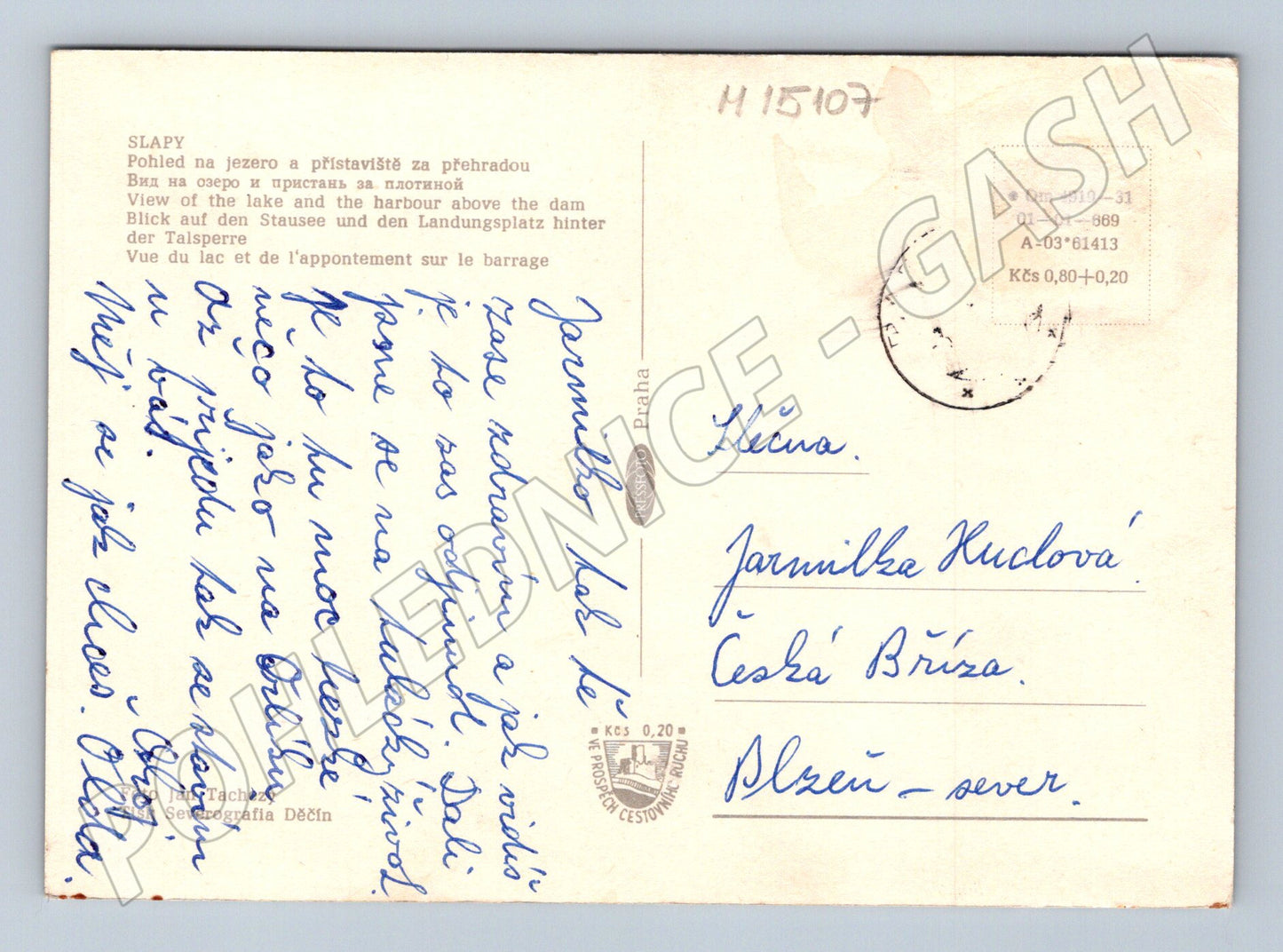 Pohlednice Slapy – přístaviště pod přehradou (M15107)