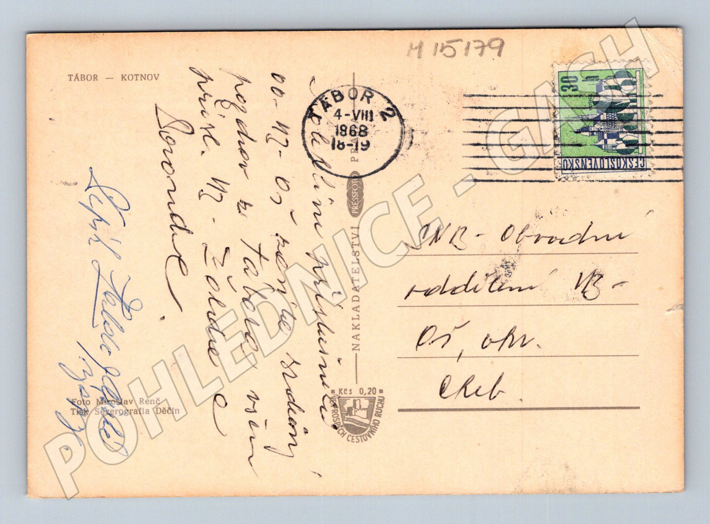 Pohlednice Tábor – hrad Kotnov 1968 (M15179)