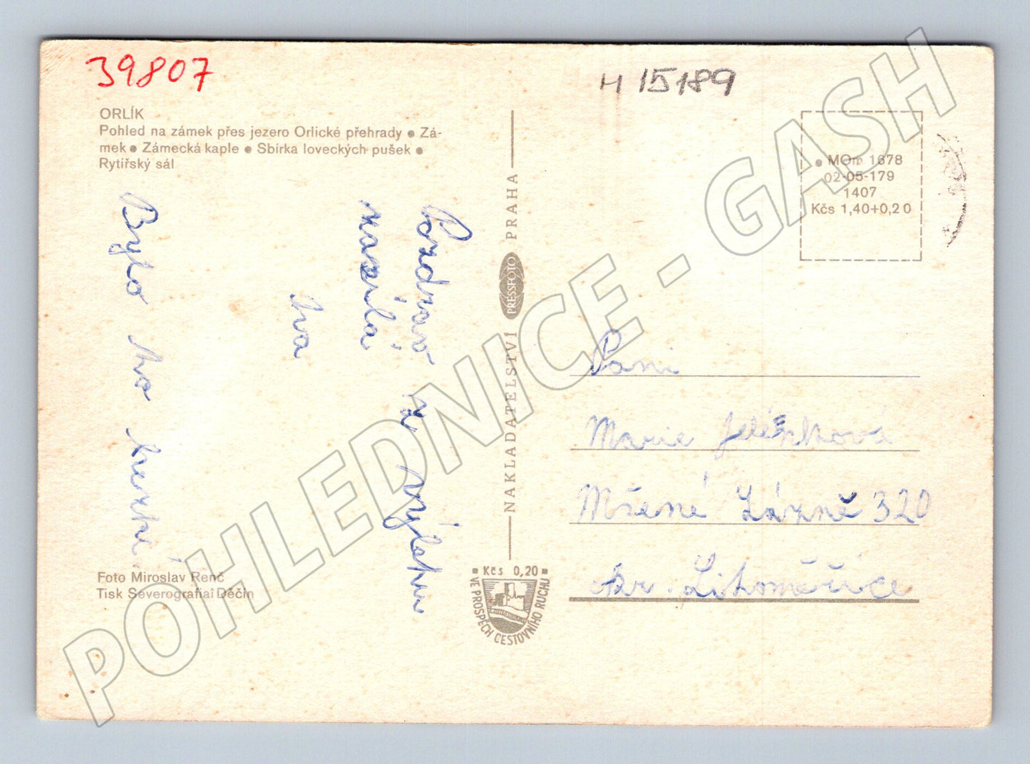 Pohlednice Orlík – zámek, kaple a interiéry (M15189)