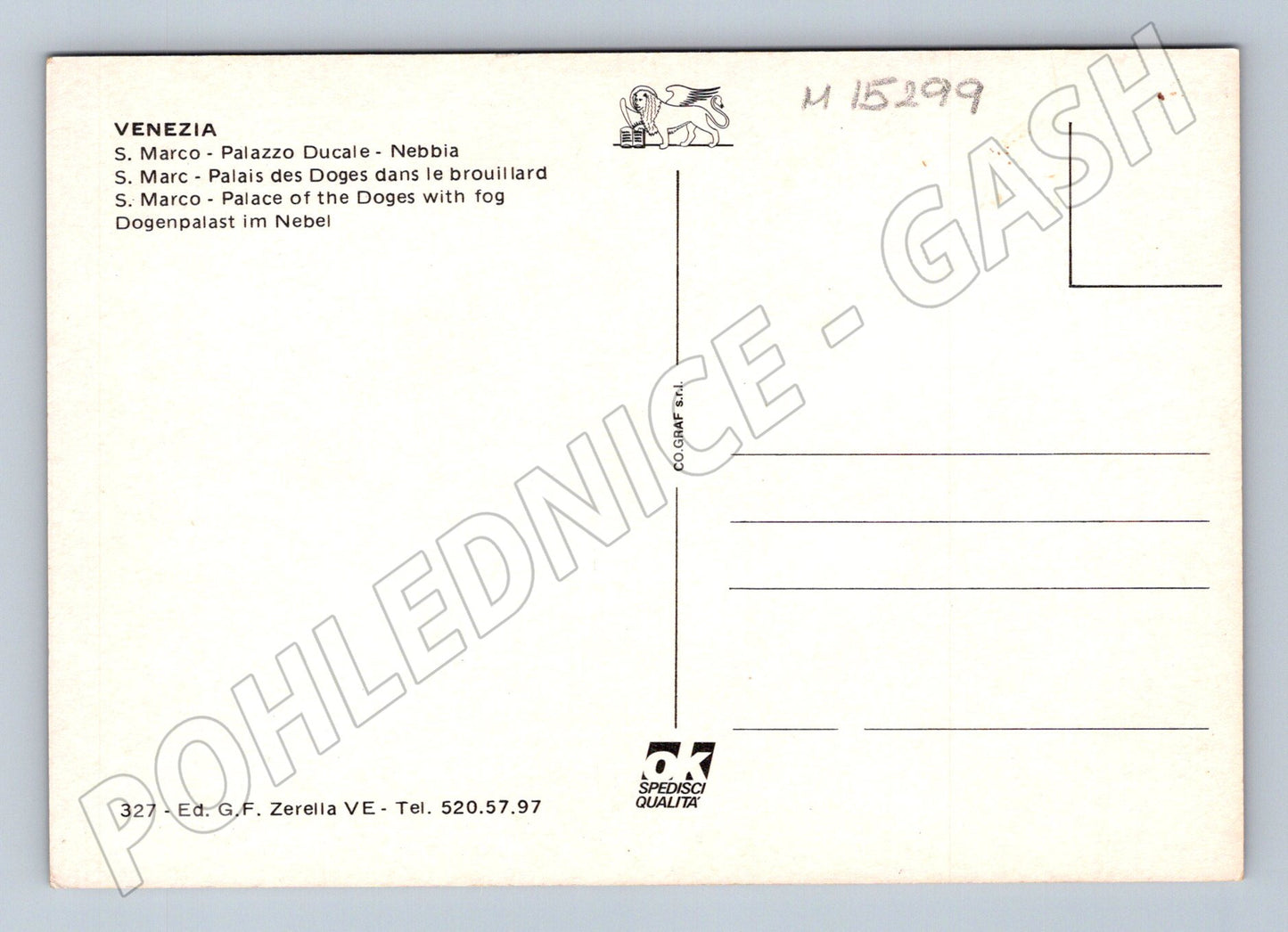 Pohlednice Benátky – Dóžecí palác v mlze (M15299)