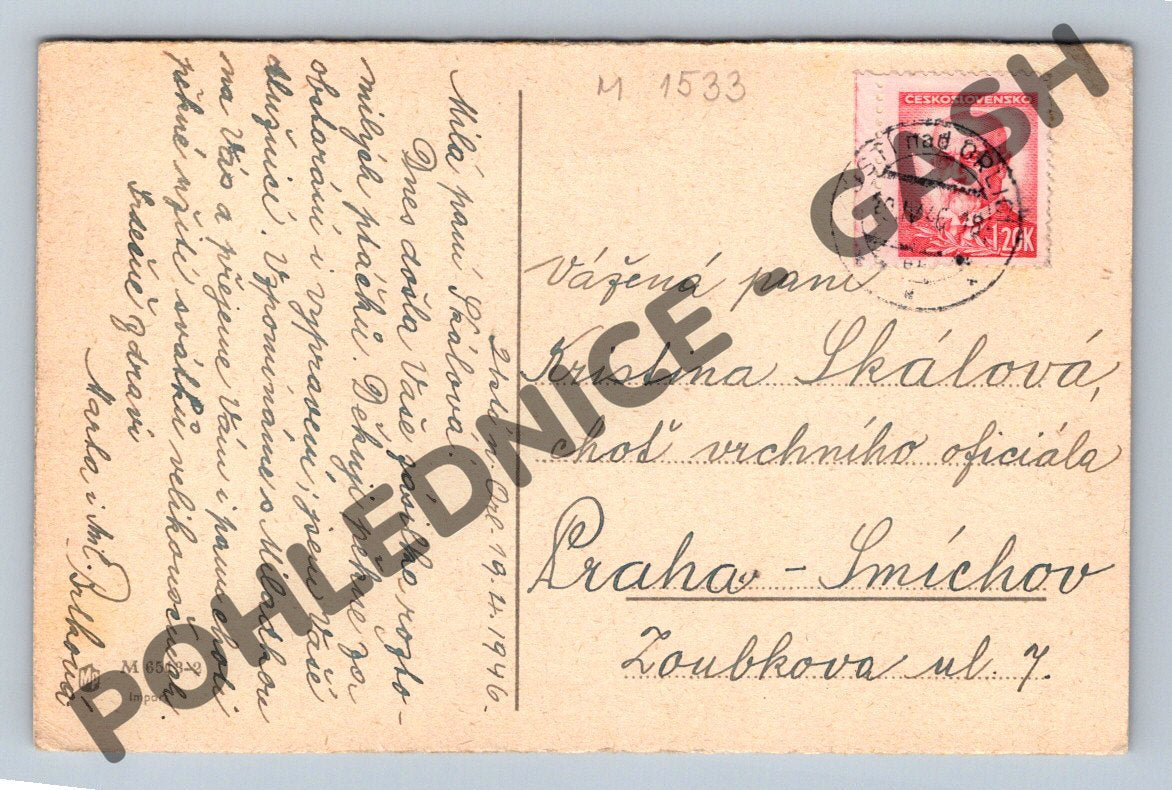 Pohlednice Velikonoční kraslice a květiny ČSR 1946 (M1533)