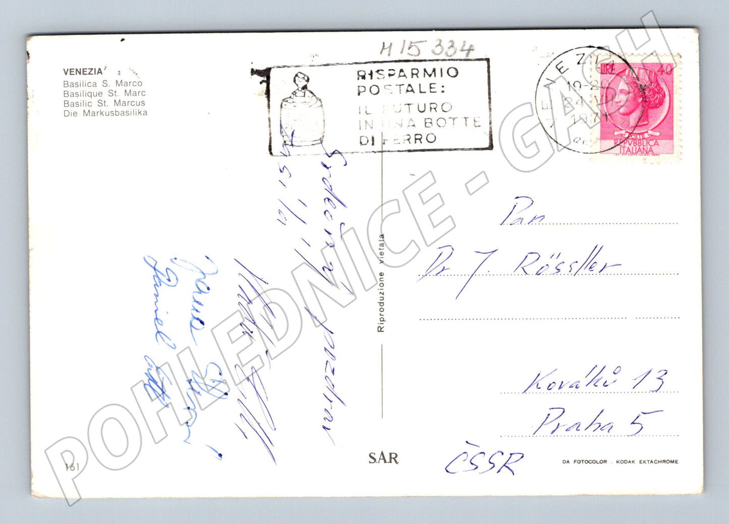 Pohlednice Benátky – bazilika sv. Marka 1970 (M15334)