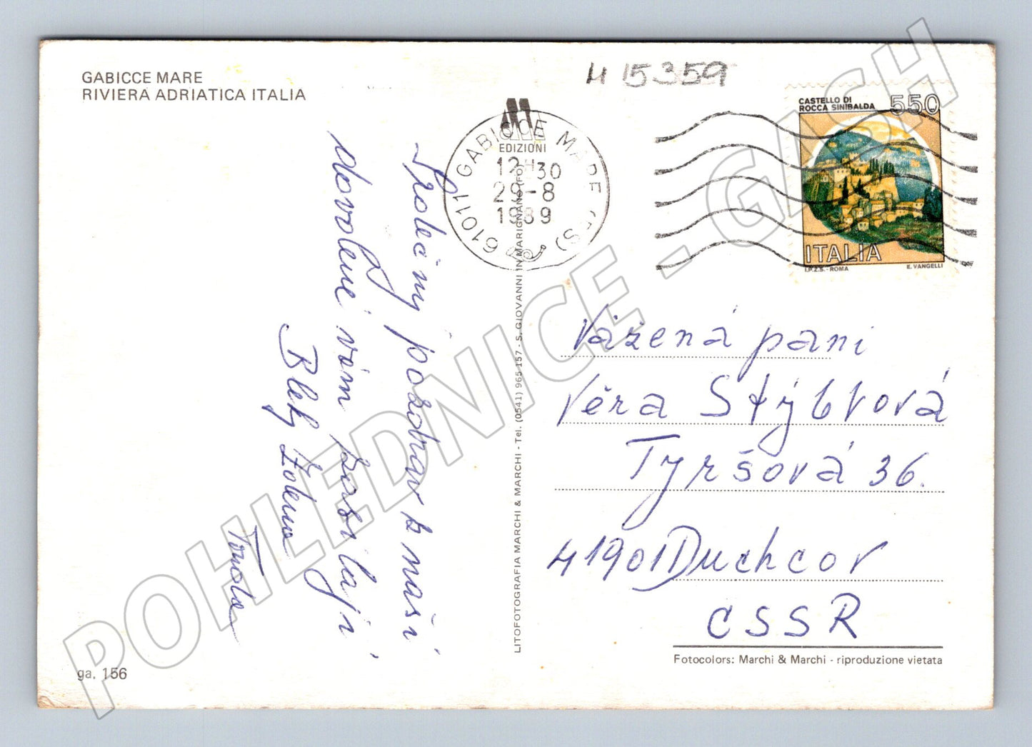 Pohlednice Gabicce Mare – koláž 1989 (M15359)
