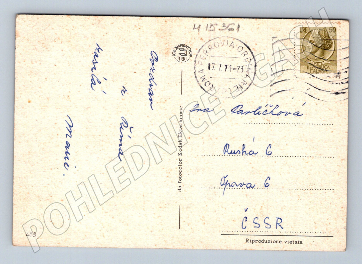 Pohlednice Řím – památky, zaslaná 1971 (M15361)