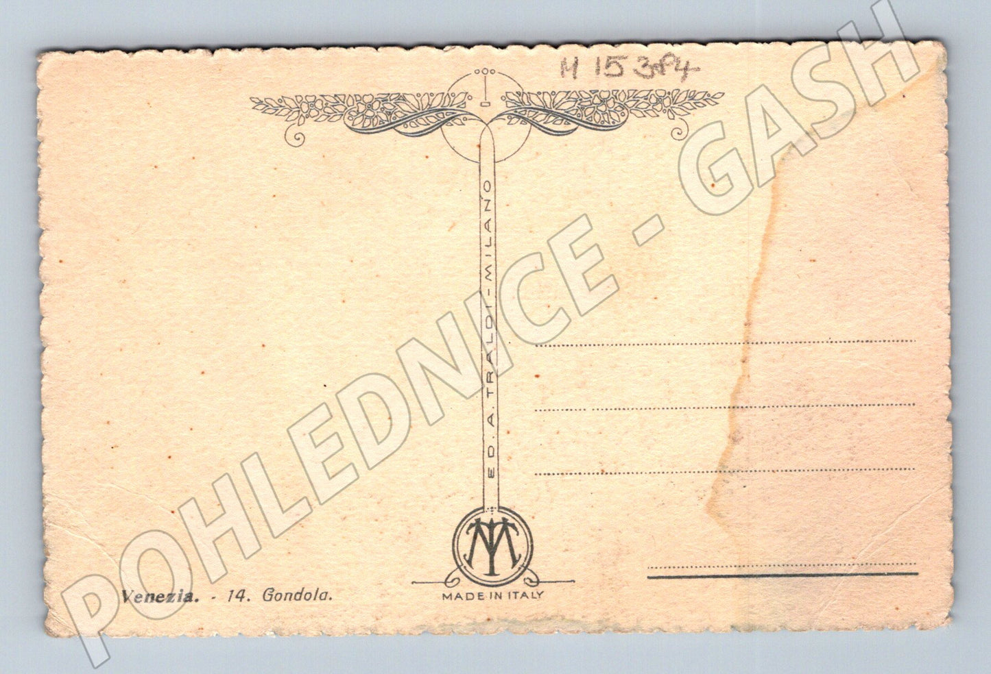 Pohlednice Benátky – gondola, starý motiv (M15384)