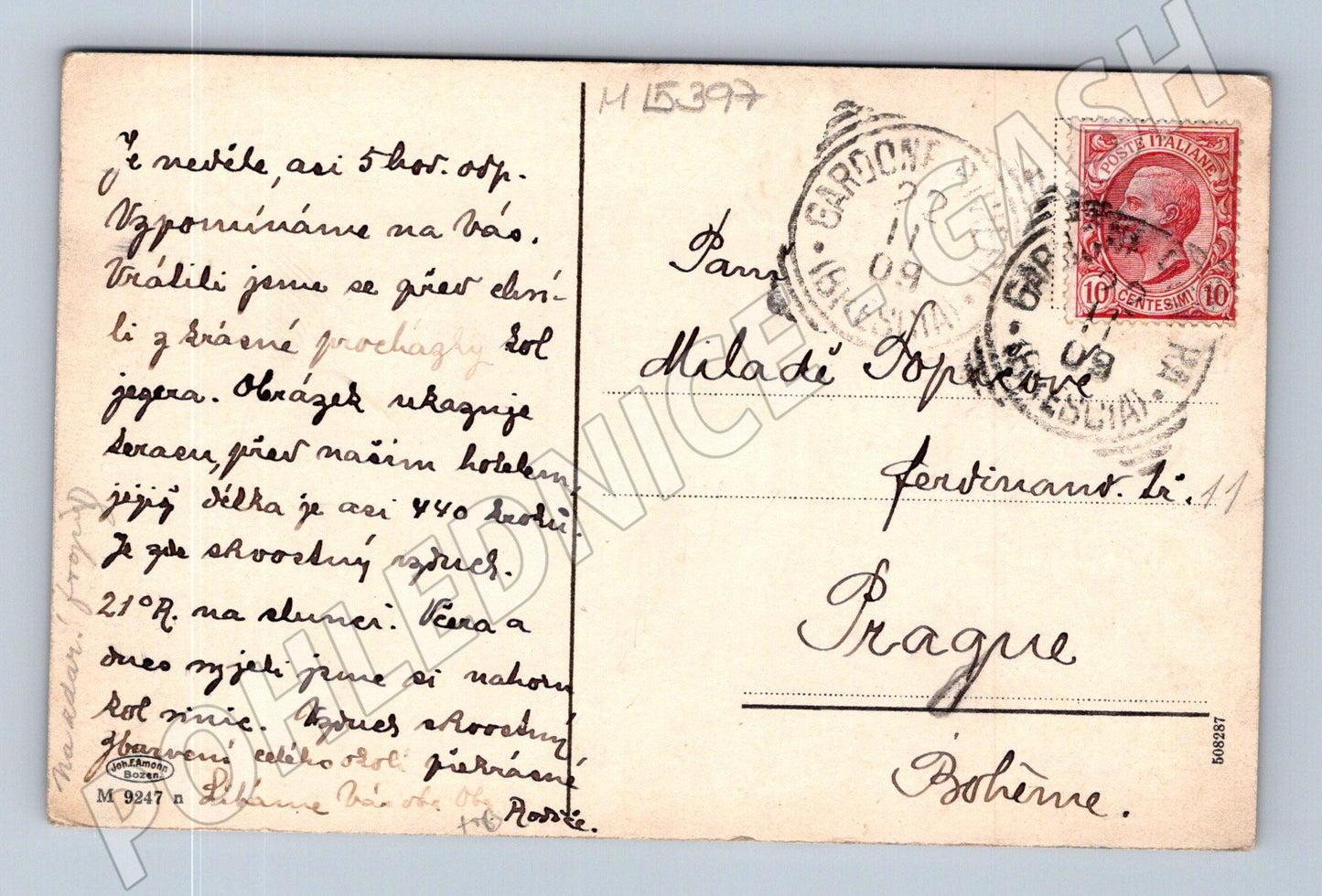 Pohlednice Gardone Riviera – kolorovaná 1909 (M15397)