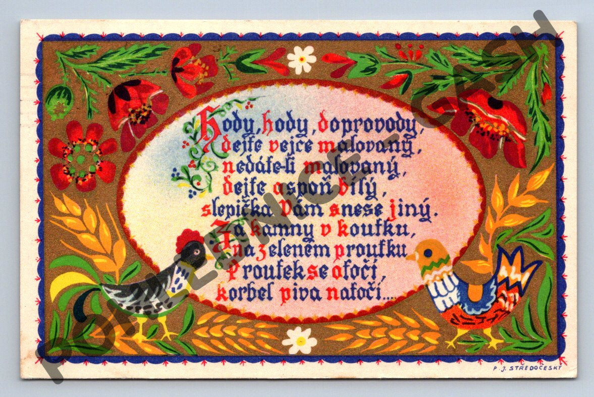 Pohlednice Chodsko velikonoční lidové umění 1942 (M1541)