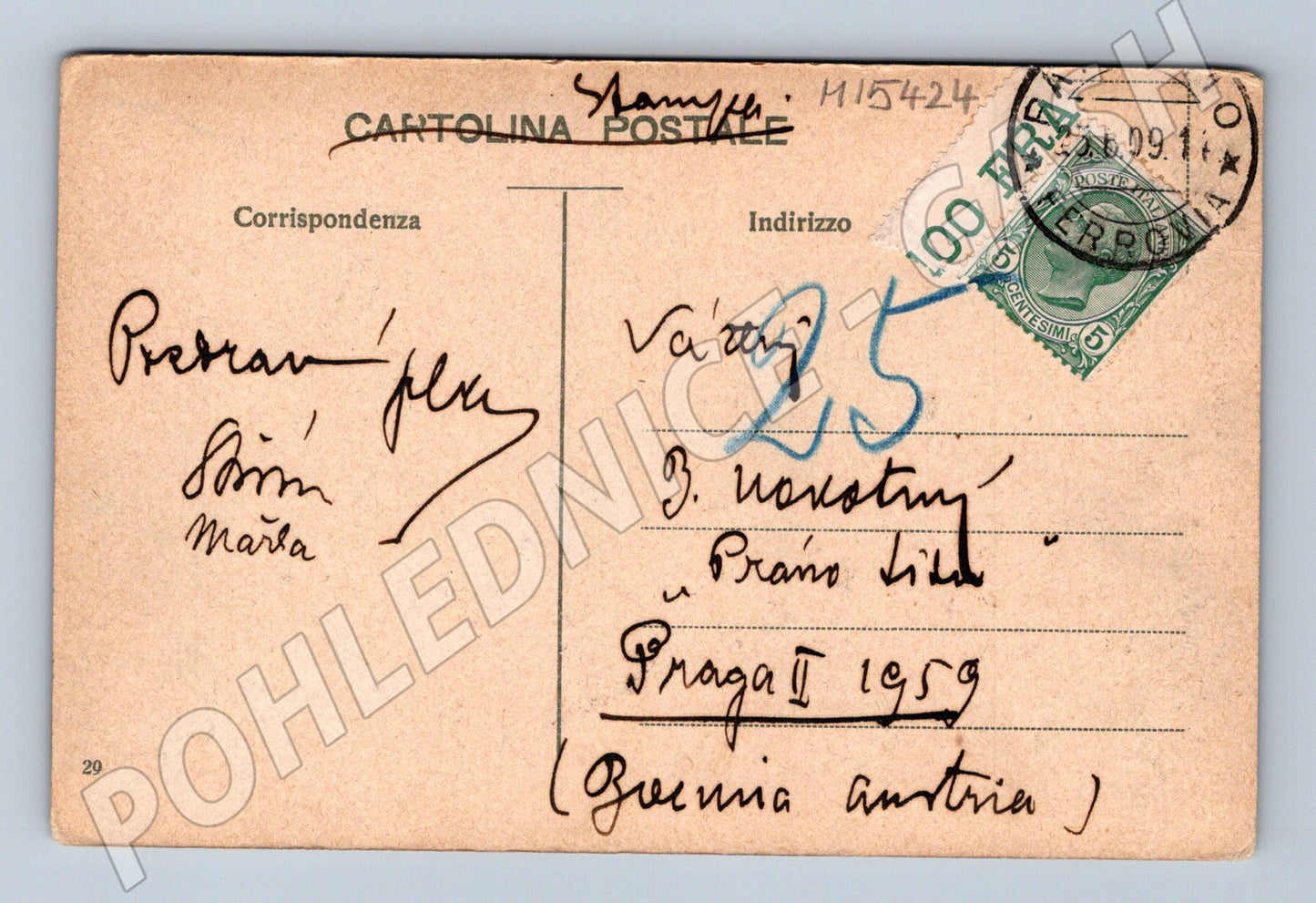 Pohlednice Palermo – La Cala, přístav 1909 (M15424)