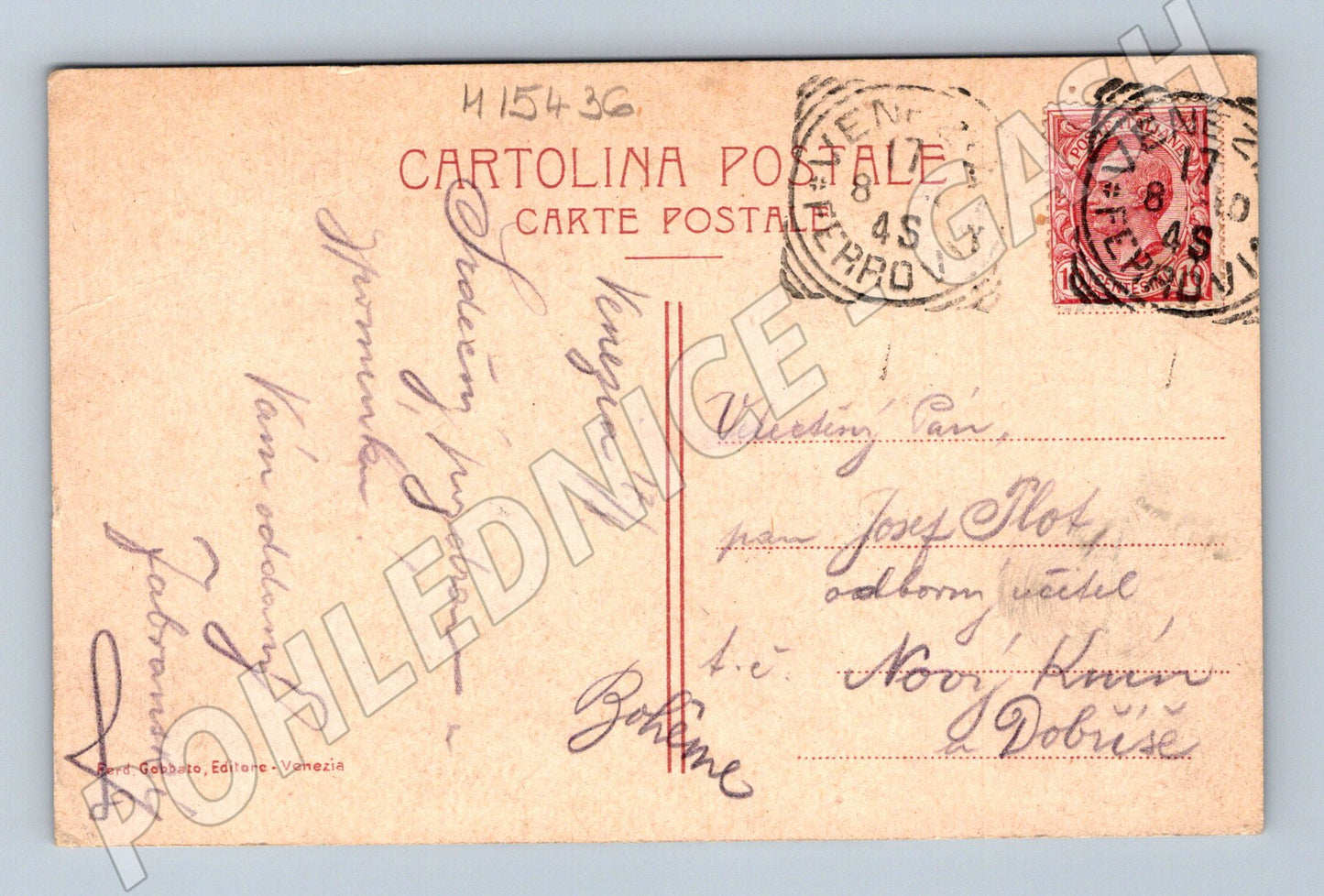 Pohlednice Benátky – Ca' d'Oro, razítko (M15436)