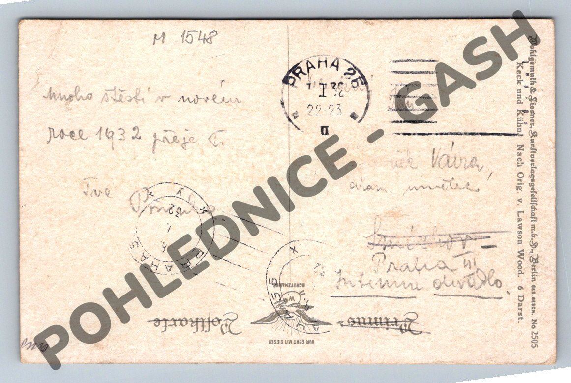 Pohlednice Kuřátko s kloboučkem Lawson Wood 1932 (M1548)