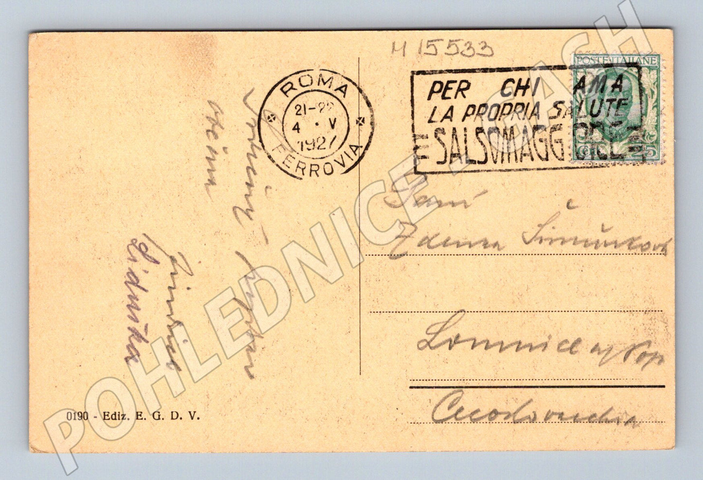 Pohlednice Řím – Forum Traiana, 1922, razítko+známka (M15533)