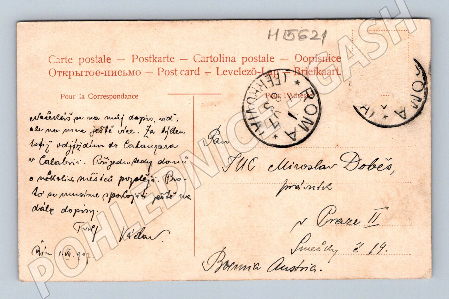 Pohlednice Řím – Sala delle Muse, Vatikán, 1907 (M15621)