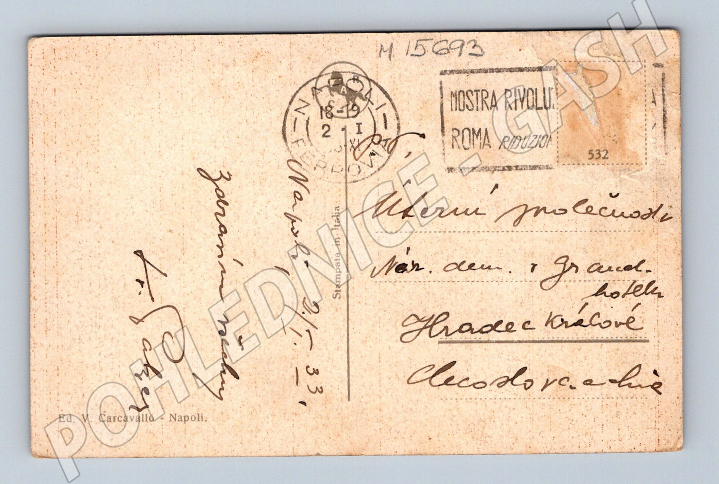 Pohlednice Neapol – Piazza Municipio, 1933, zaslaná (M15693)