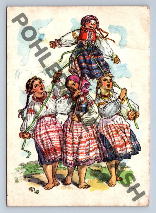 Pohlednice Děti v krojích M Fischerová Kvěchová (M1575)