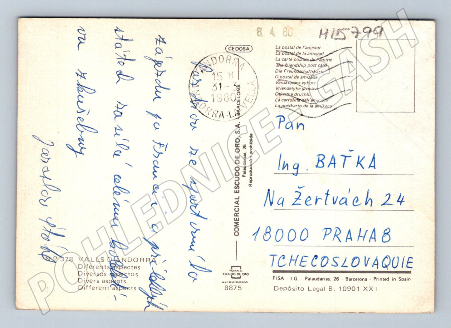 Pohlednice Andorra El Serrat Ordino Arinsal Caselles 1980 (M15799)