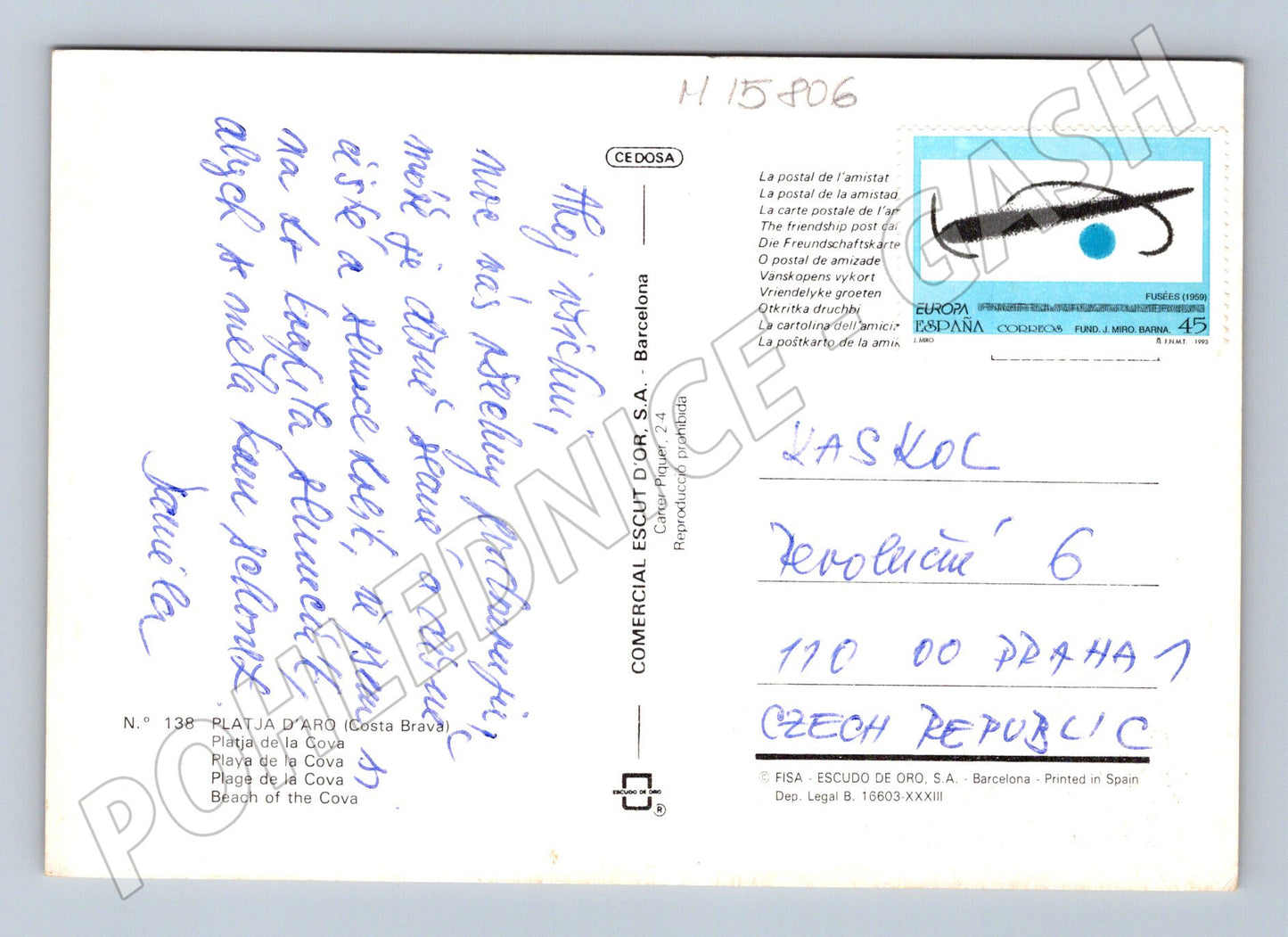 Pohlednice Platja d’Aro Costa Brava loďka (M15806)