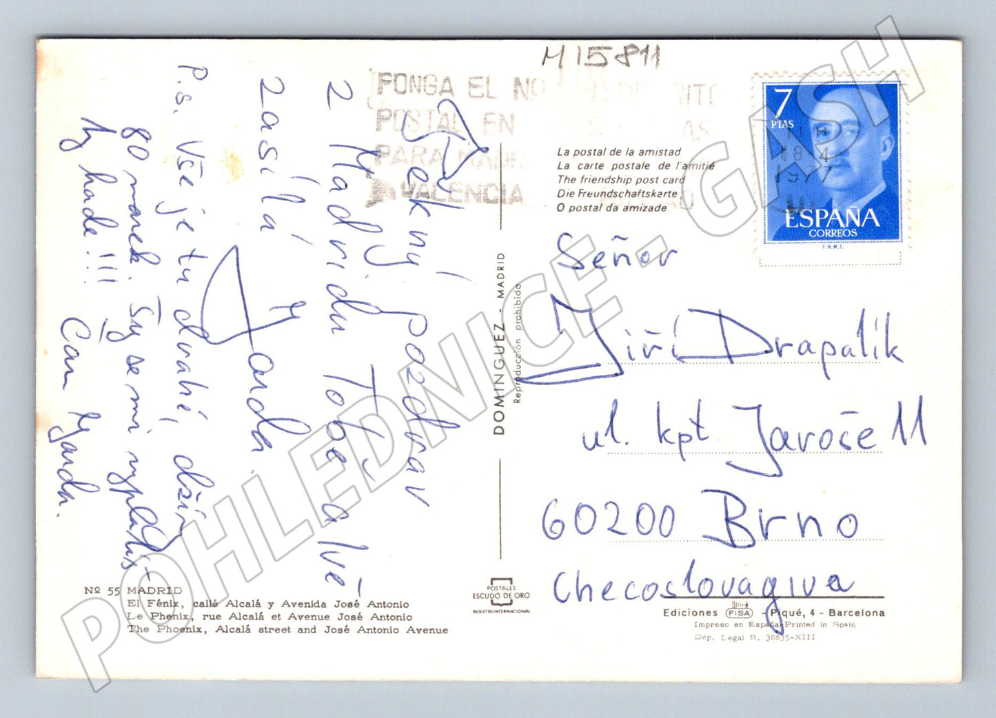 Pohlednice Madrid Metropolis 1974 zaslaná (M15811)