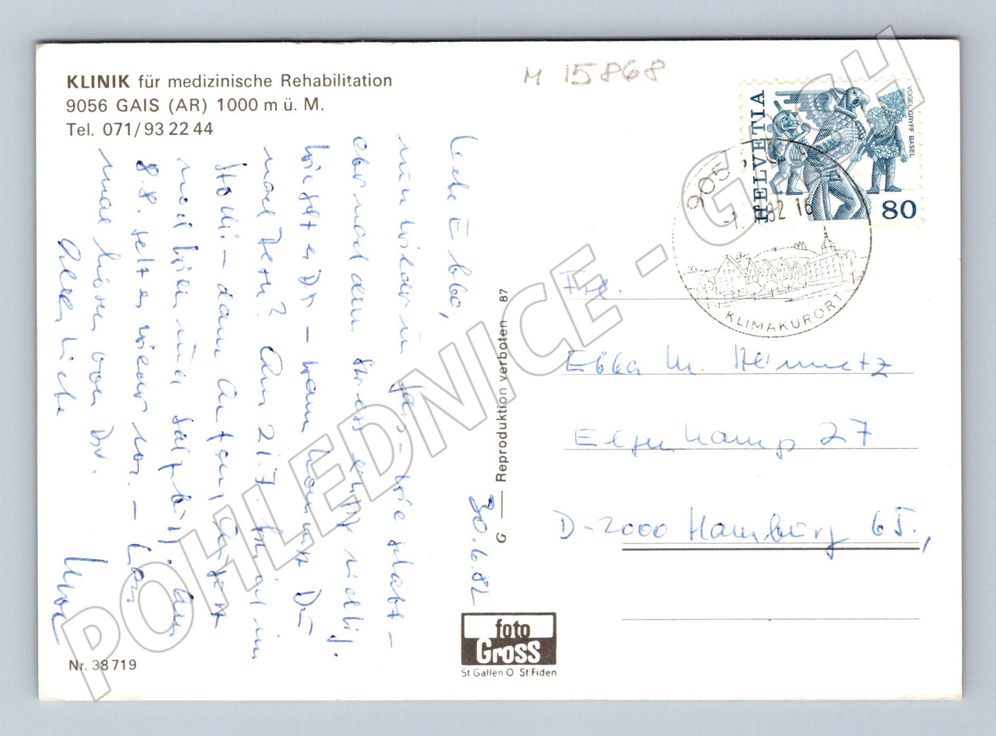 Pohlednice Gais klinika rehabilitace Švýcarsko (M15868)