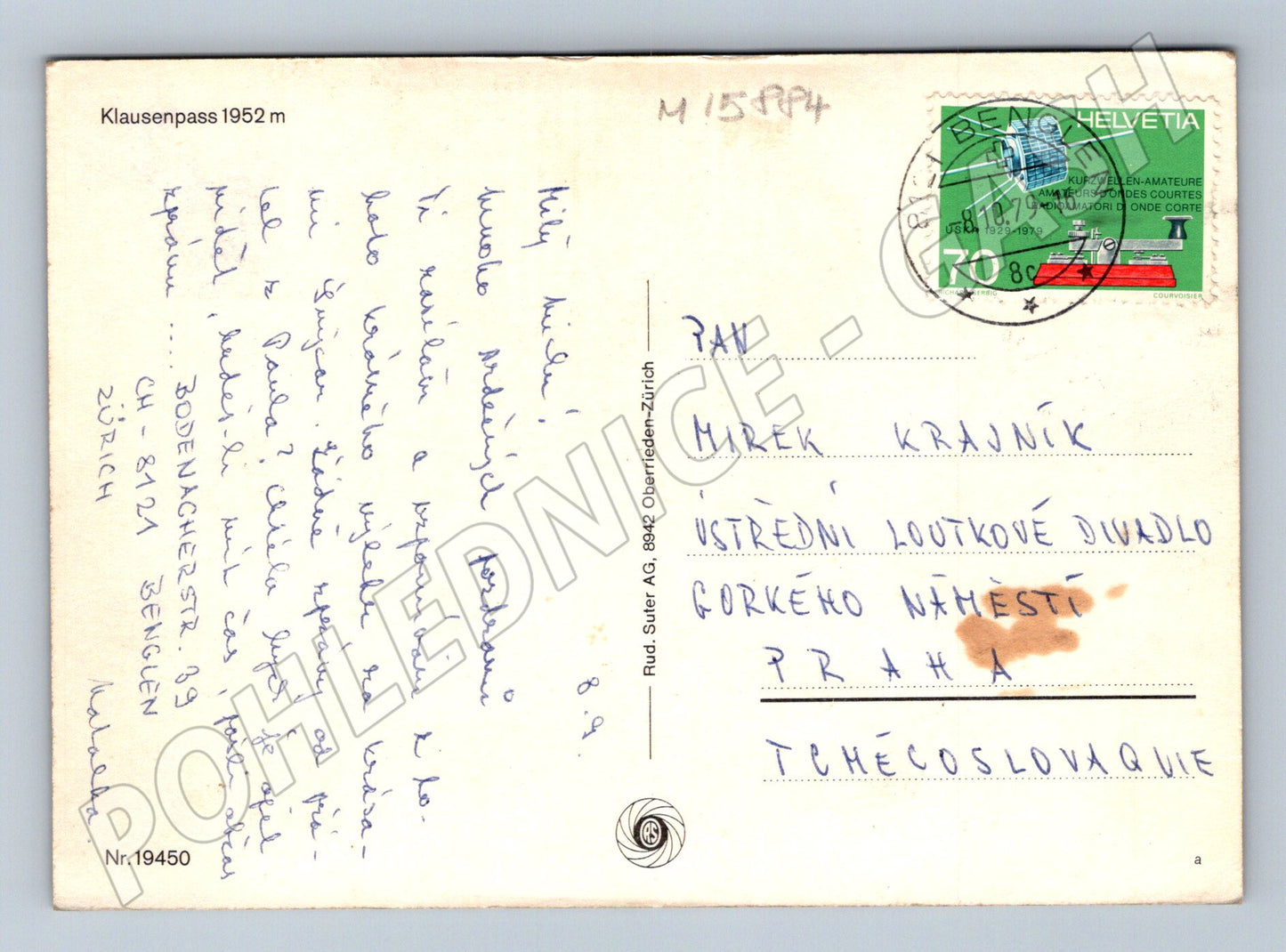 Pohlednice Klausenpass 1952 m Švýcarsko 1979 (M15884)
