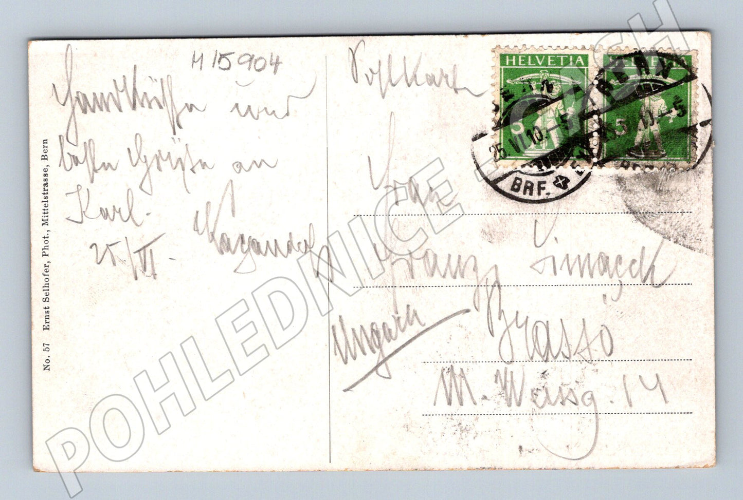 Pohlednice Bern Weltpostdenkmal Švýcarsko 1904 (M15904)
