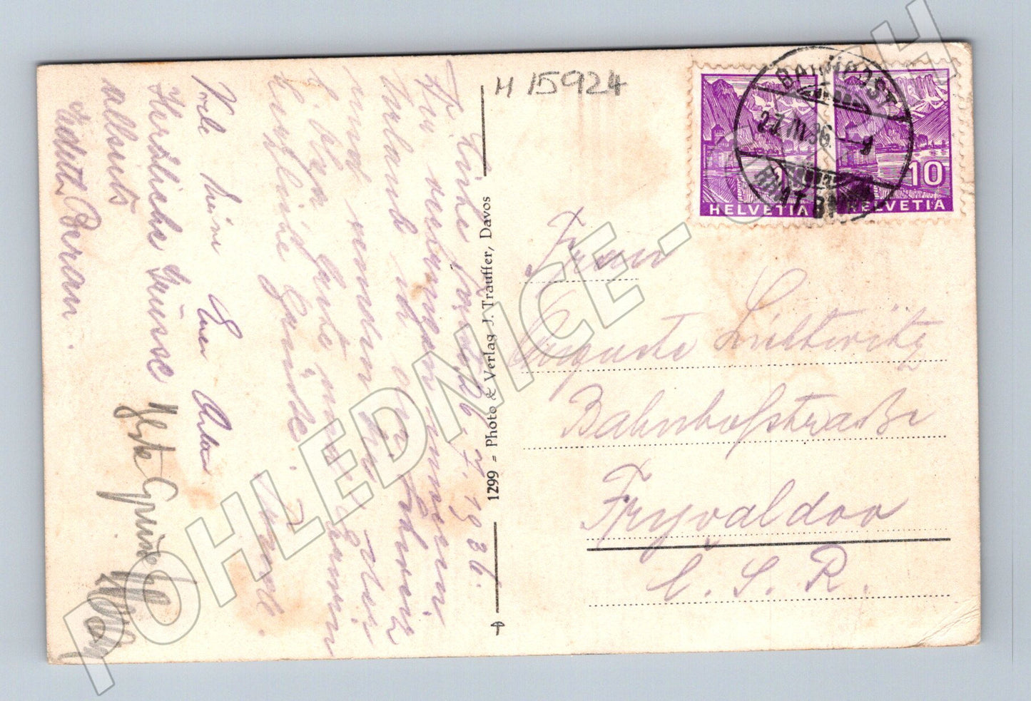 Pohlednice Davos Alpy Švýcarsko historická (M15924)