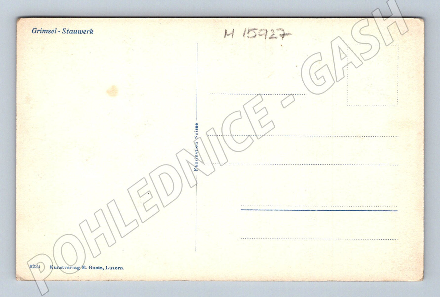 Pohlednice Grimsel Stauwerk přehrada Švýcarsko (M15927)
