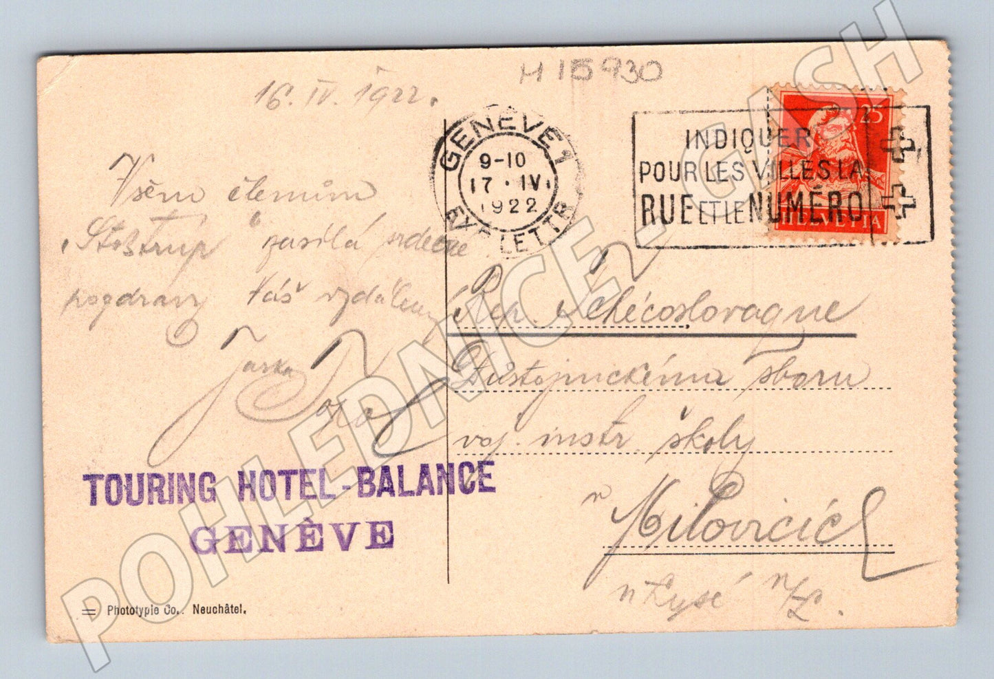 Pohlednice Ženeva Le Théâtre Švýcarsko 1922 (M15930)