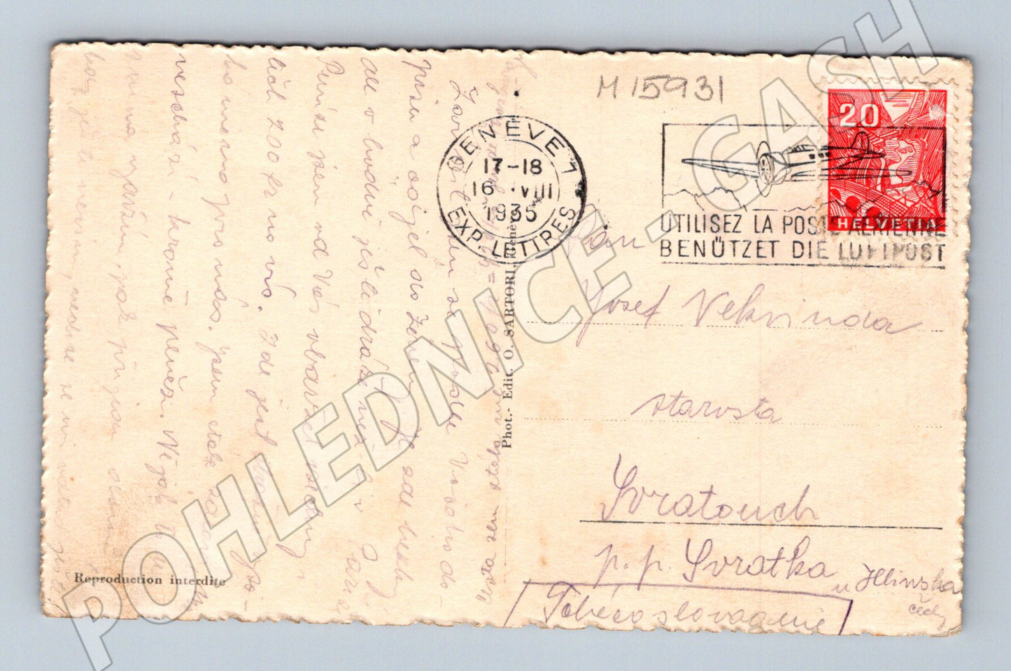 Pohlednice Ženeva La Rade Mont Blanc 1951 (M15931)