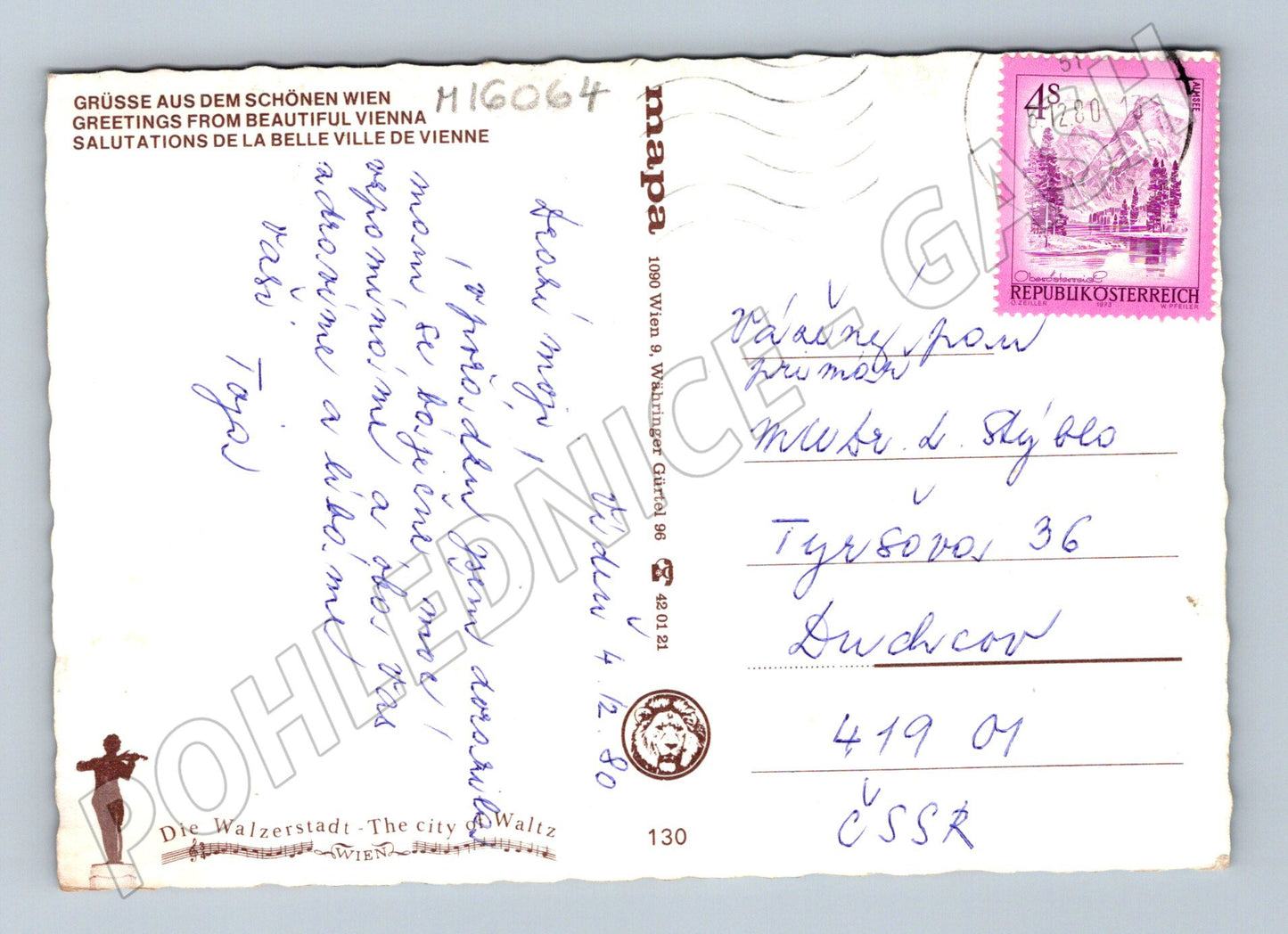 Pohlednice Vídeň památky Rakousko prošlá poštou 1980 (M16064)