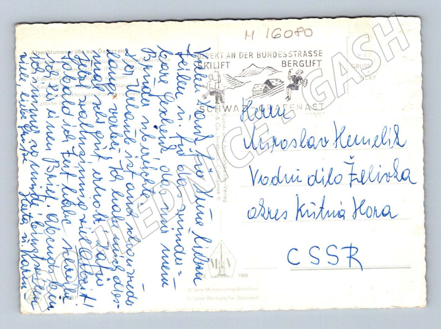 Pohlednice Alpenblumengrüsse aus Österreich koláž květin 1968 (M16080)