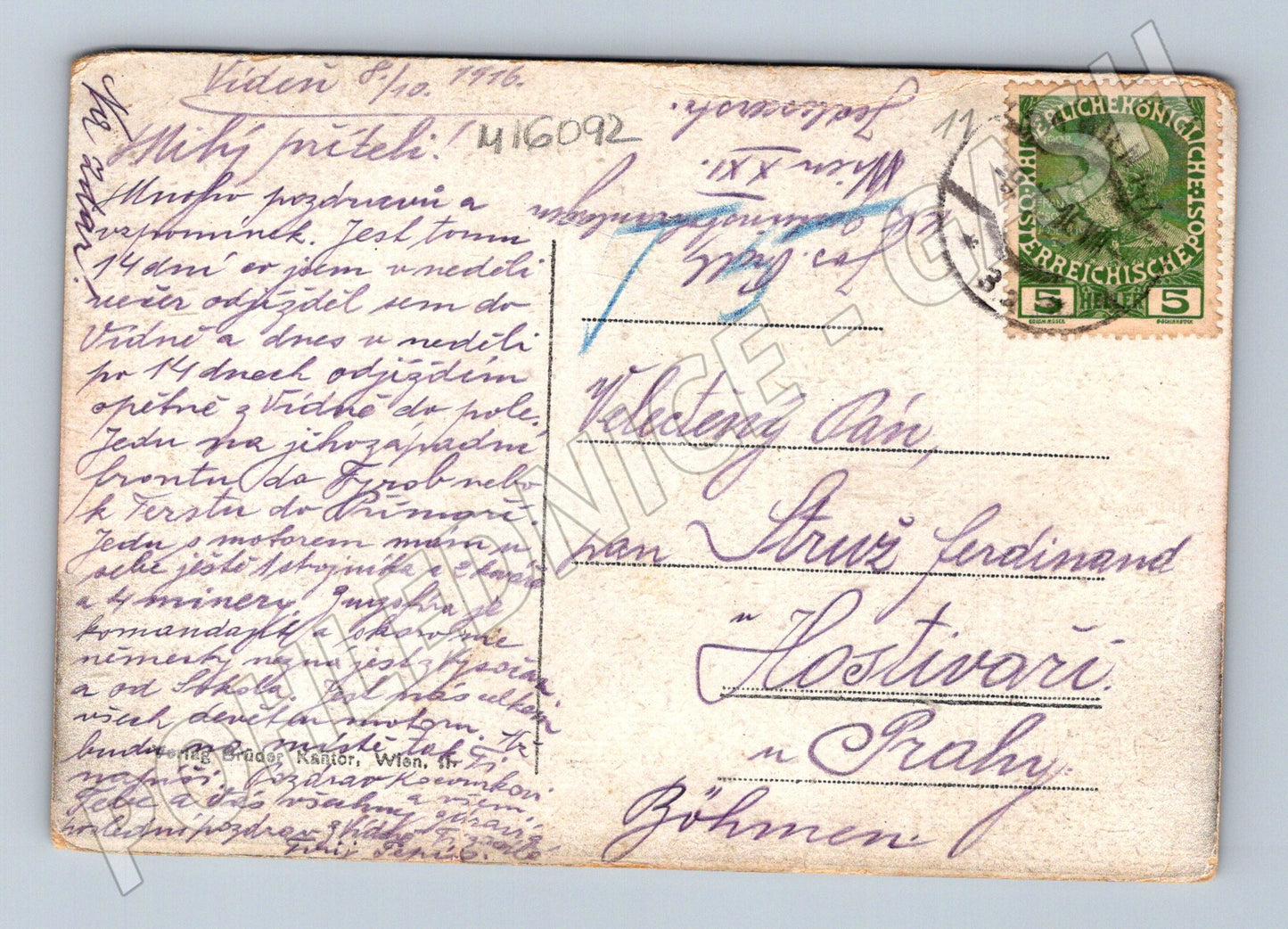Pohlednice Vídeň Rathaus kolorovaná 1916 (M16092)