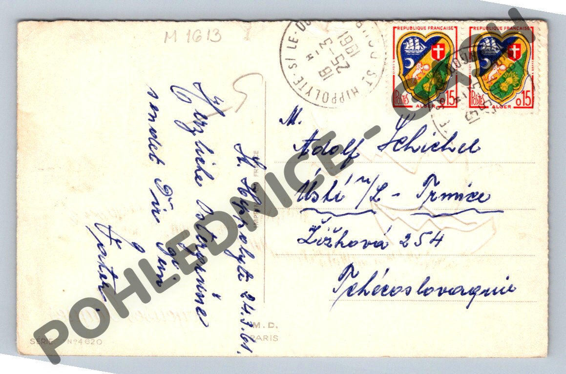 Pohlednice Francie 1953 kuřátka Joyeuses Pâques (M1613)