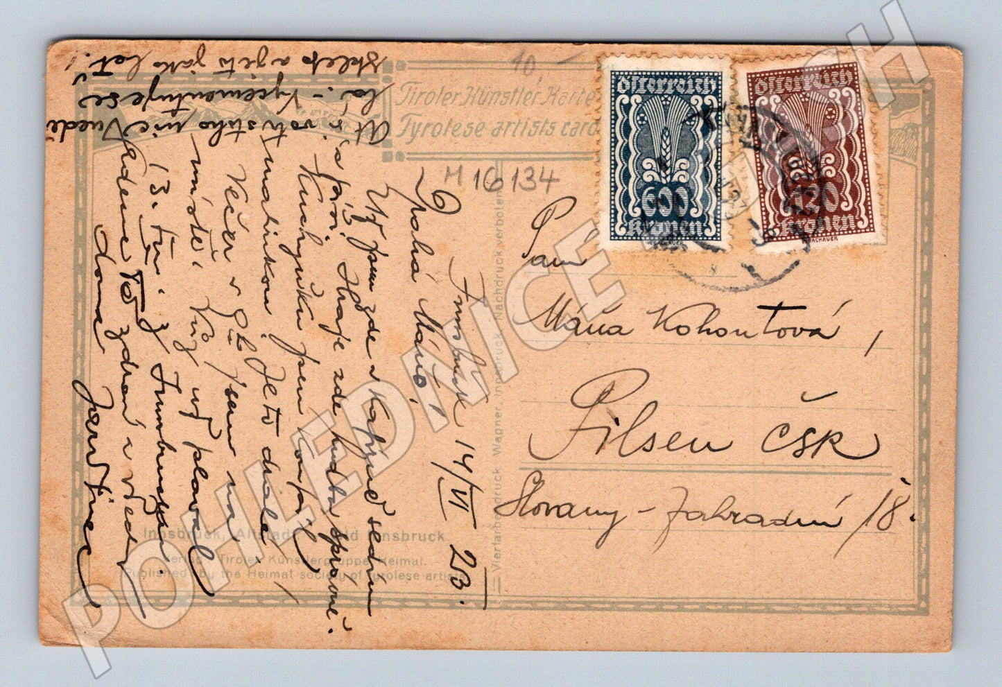 Pohlednice Innsbruck kolorovaná Rakousko 1928 (M16134)